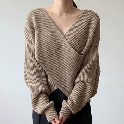 Isabelle | Pull en tricot croisé chic