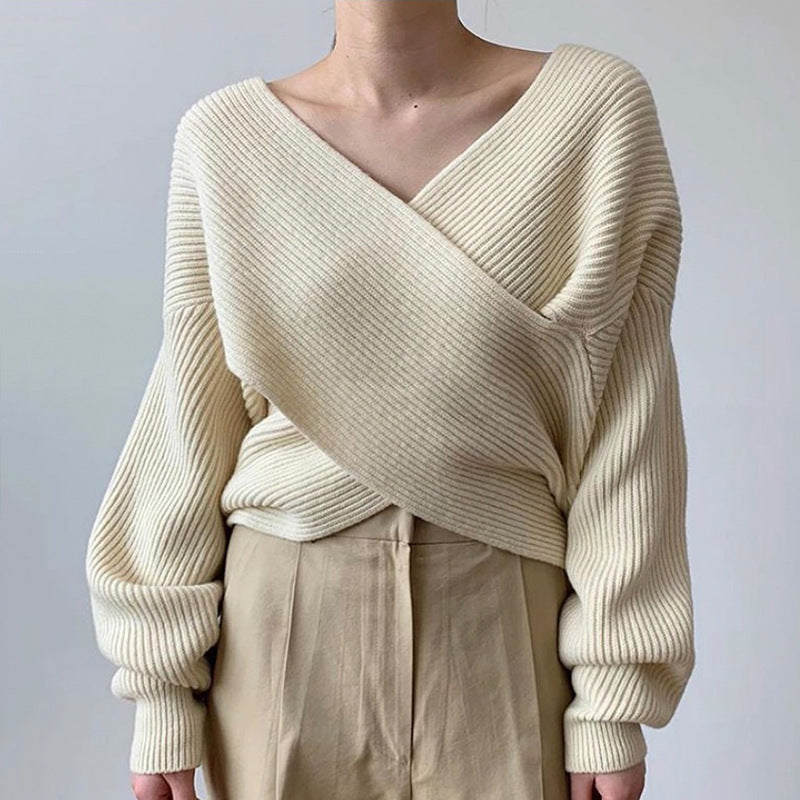 Isabelle | Pull en tricot croisé chic