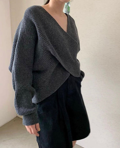 Isabelle | Pull en tricot croisé chic